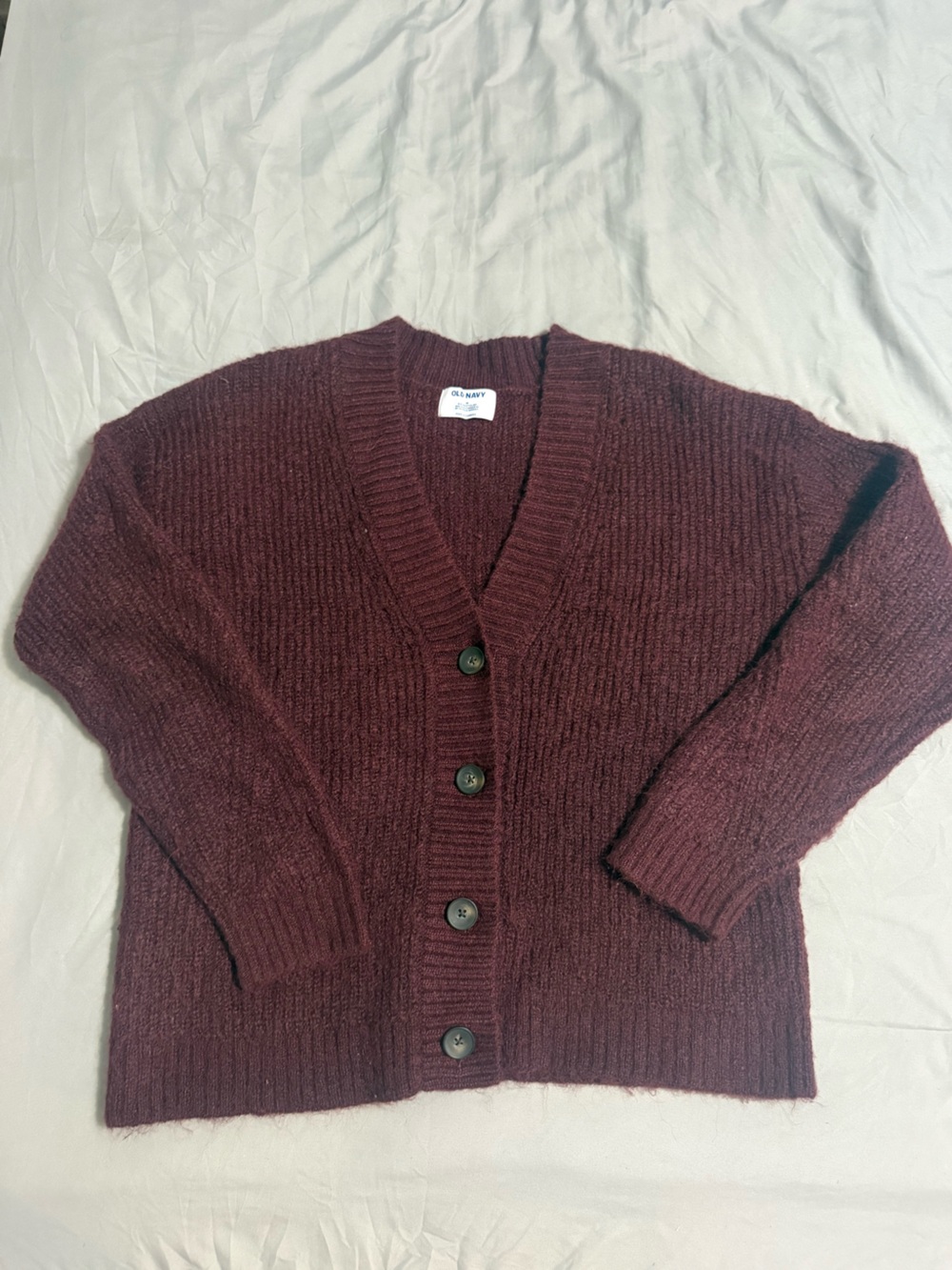 Old Navy Burgundy Button-Up V-Neck Cardigan